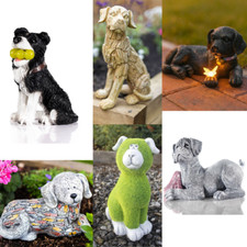Novelty Dog Garden Ornament Animal Indoor Outdoor Solar Statue Decor Patio