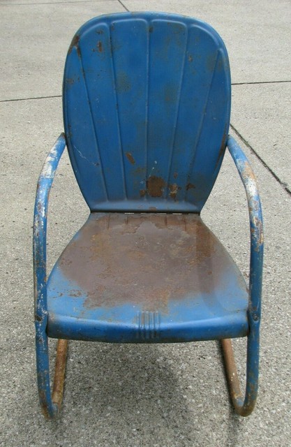 Vintage metal bounce back patio/lawn chair -CLAM SHELL | eBay