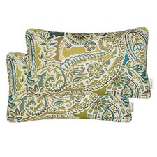 Pack of 2 Oblong Rectangular Throw Pillow Cover Cushion 12x20 Inches Green