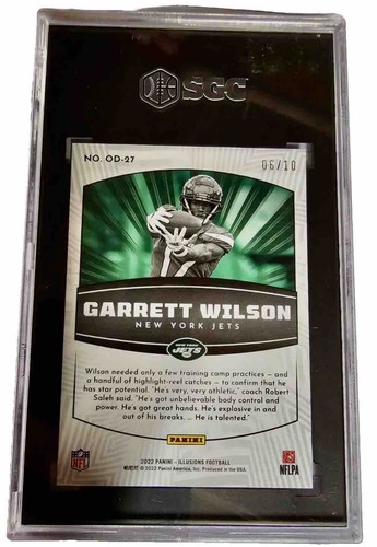 Garrett Wilson 2022 Panini Illusions Rookie Card RC Verde 6/10 Classificato SGC 9,5 - Foto 2 di 2