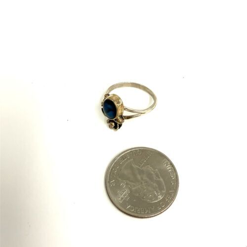 Anello Vintage Firmato Argento Sterling Nativi Americani Abalone Conchiglia Fiore 6 3/4 - Foto 3 di 8