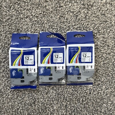 Label Tape Cassette Laminated 12mm, TZc-231 NEW Sealed Unbranded lot of 3