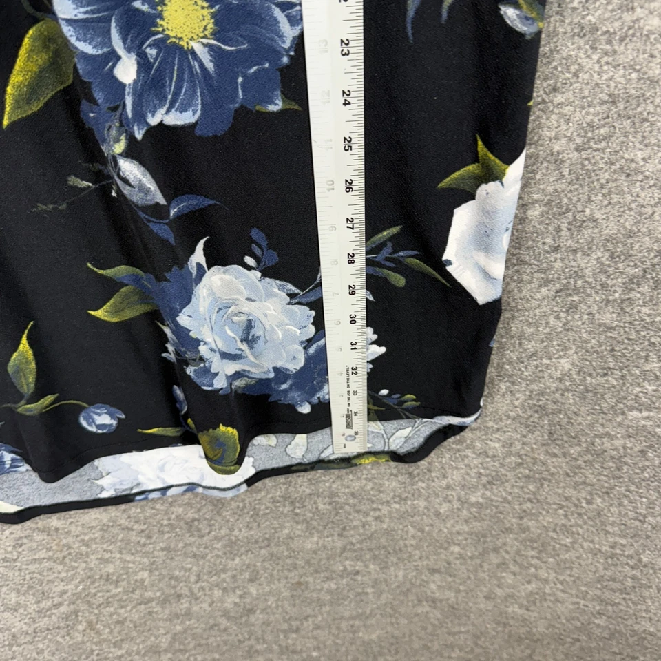 Безымянные производители платье женщин L большой черный цветочный Shift Midi v-образным вырезом короткий рукав повседневный - Изображение 4 из 4