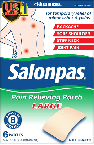 Pain Relieving Patch, LARGE, 6 Count, for Back, Neck, Shoulder, Knee Pain and...