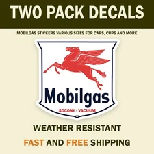 MOBIL GAS Vinyl Decal Sticker Weather Resistant Mobil Socony Decals  Set of 2
