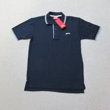 Image of Slazenger Polo Shirt Mens XS Navy Blue Short Sleeve Cotton Blend Casual NWT