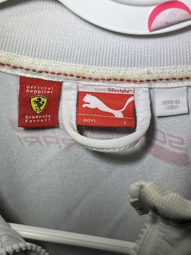 Scuderia Ferrari Racing Track Jacket Boys Large L White Red Puma Italy Supercar - Picture 3 of 14