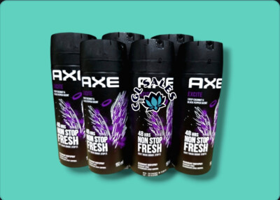 6PK Axe Spray Excite Men Deodorant Body Spray 48hrs Non stop Fresh