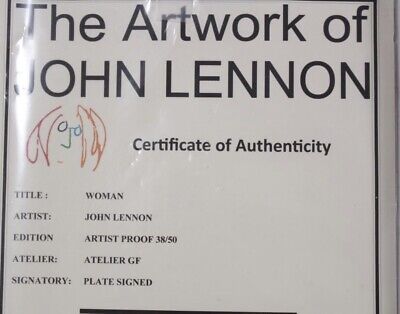 Rare Silk Screen Artists Proof of John Lennon's Handwritten Lyrics