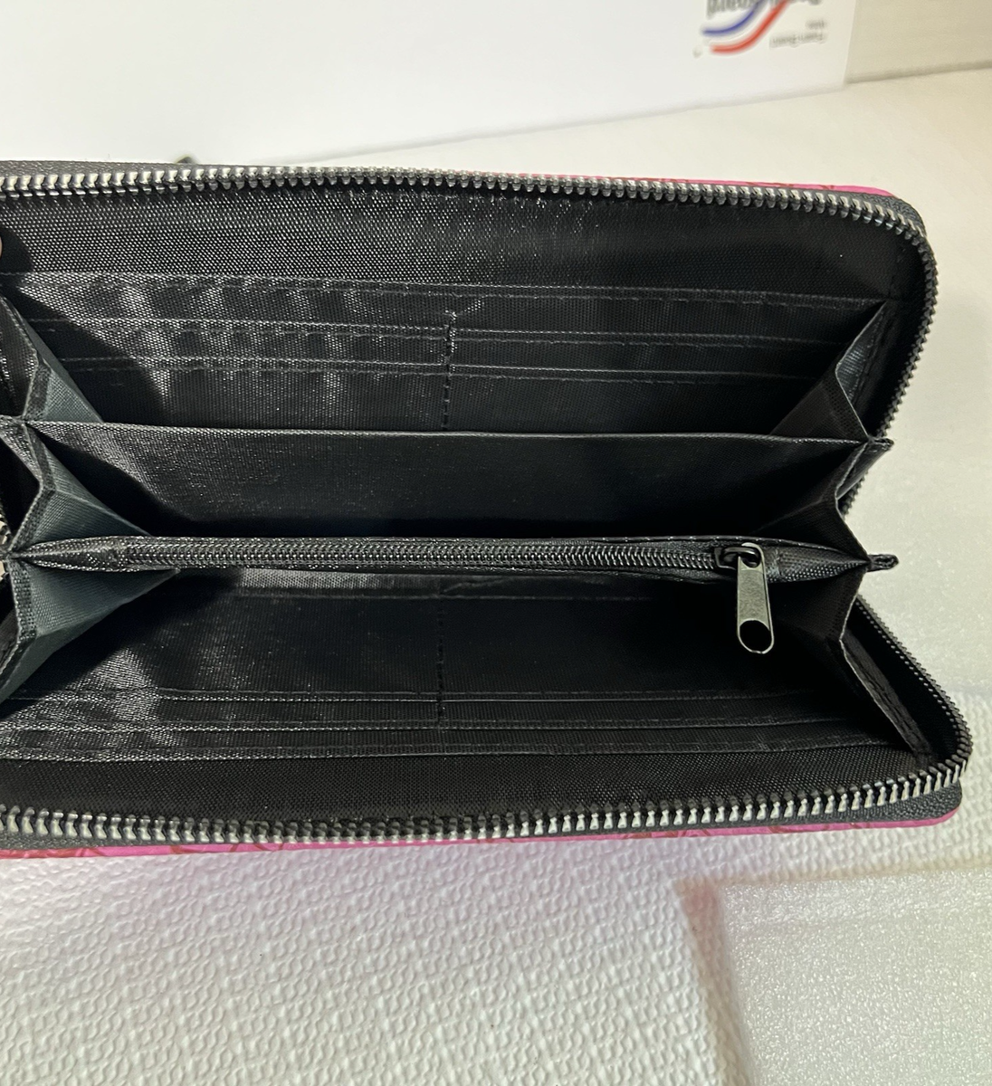 Ed Hardy Zip Around Wallet Wristlet Pink Tiger Vegan Leather Card