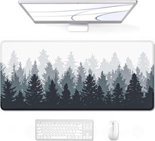 Large Mouse Pad, Forest Theme XXL 35.4 X 15.7 in Desk Pad Stitched Non-Slip Rub