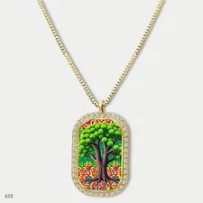 Gorgeous Colorful Tree of Life Pendant Necklace Chain Image Dog Tag Chain Gift D