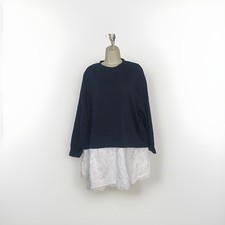 large navy blue white Skirt Bottom Sweater Dress