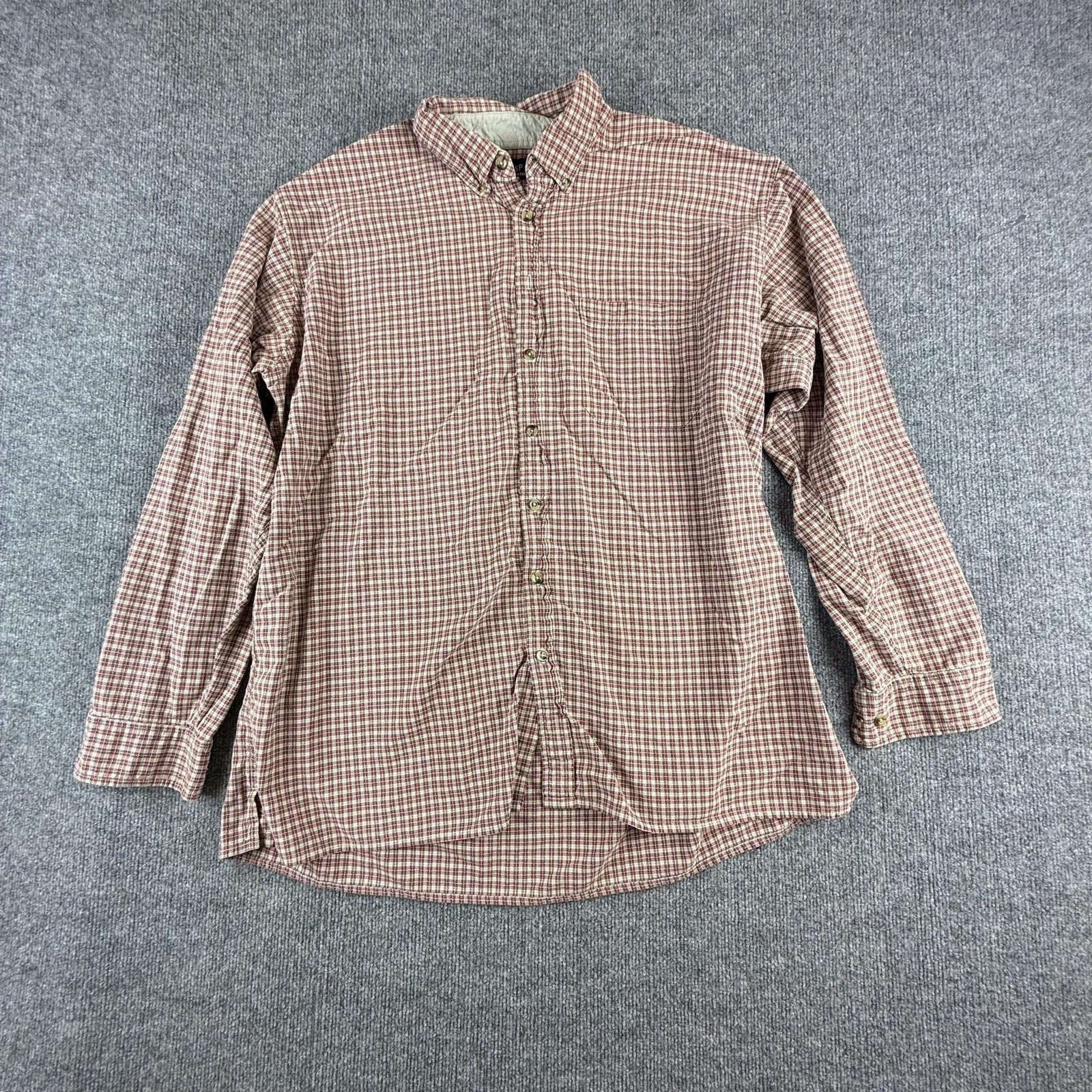 Harbor Bay Shirt Mens 2XLT Brown Plaid Long Sleeve Button Down Cotton Casual