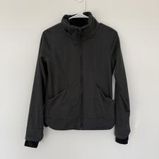 Ivivva Lululemon Girl&rsquo;s Grey Fleece Lined Full Zip Athletic Jacket Outdoor Sz 14