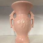 McCoy Pink Ceramic Vase MPN 1941 Art Pottery Double Handles Floral Motif