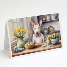 Caroline's Treasures Decorating Easter English Bull Terrier Greeting Cards Pk 8