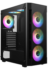 Image of CIT Destroyer ATX Gaming PC Case Mid Tower 6x A-RGB Fans Full Glass Panels Black