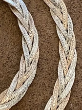 18” Sterling Silver Tri Color Braided Necklace Marked 925 Made In Italy