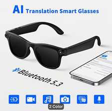 AI Translation Smart Glasses Bluetooth 5.3 w/ Camera, Voice Assistant, Audio