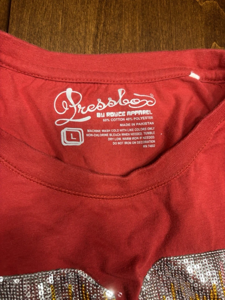 Iowa State Cyclones Bedazzled Camiseta Roja y Dorada, Talla Mujer’s Grande Foto 3 de 3