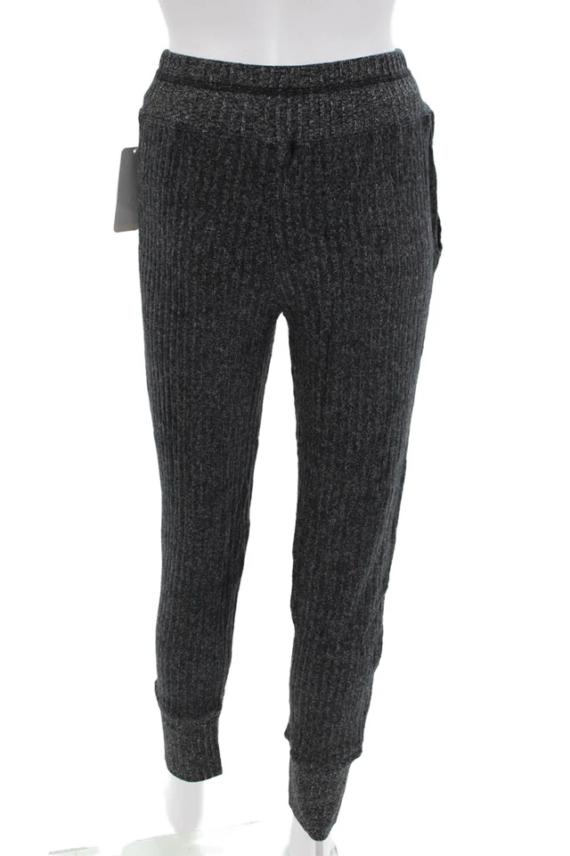 Espléndidos pantalones deportivos para mujer acanalados con cordón en la cintura con bolsillos gris oscuro talla XS Foto 3 de 4