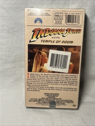 Sealed Indiana Jones VHS Temple Of Doom New 1984 Sealed Rare Orange Paramount - Picture 5 of 7