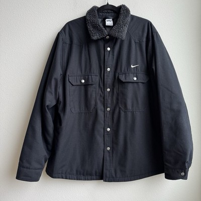 Nike SB Padded Flannel Quilted Barn Jacket Coat Black DQ6328-410 Mens Size XL