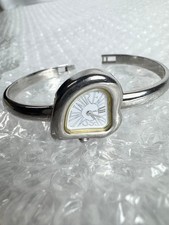 YVES SAINT LAURENT Heart Ladies Bangle Watch Silver Working Rare Vintage