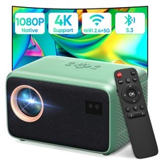 Mini Projector with Wifi and Bluetooth, Full HD 1080P Portable Dark Green