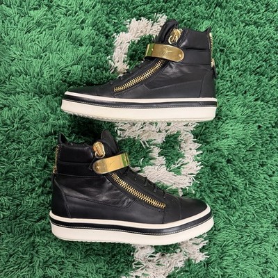 Size 10 - Giuseppe Zanotti Ace TR Black Gold Leather High Top - Super Clean (43)