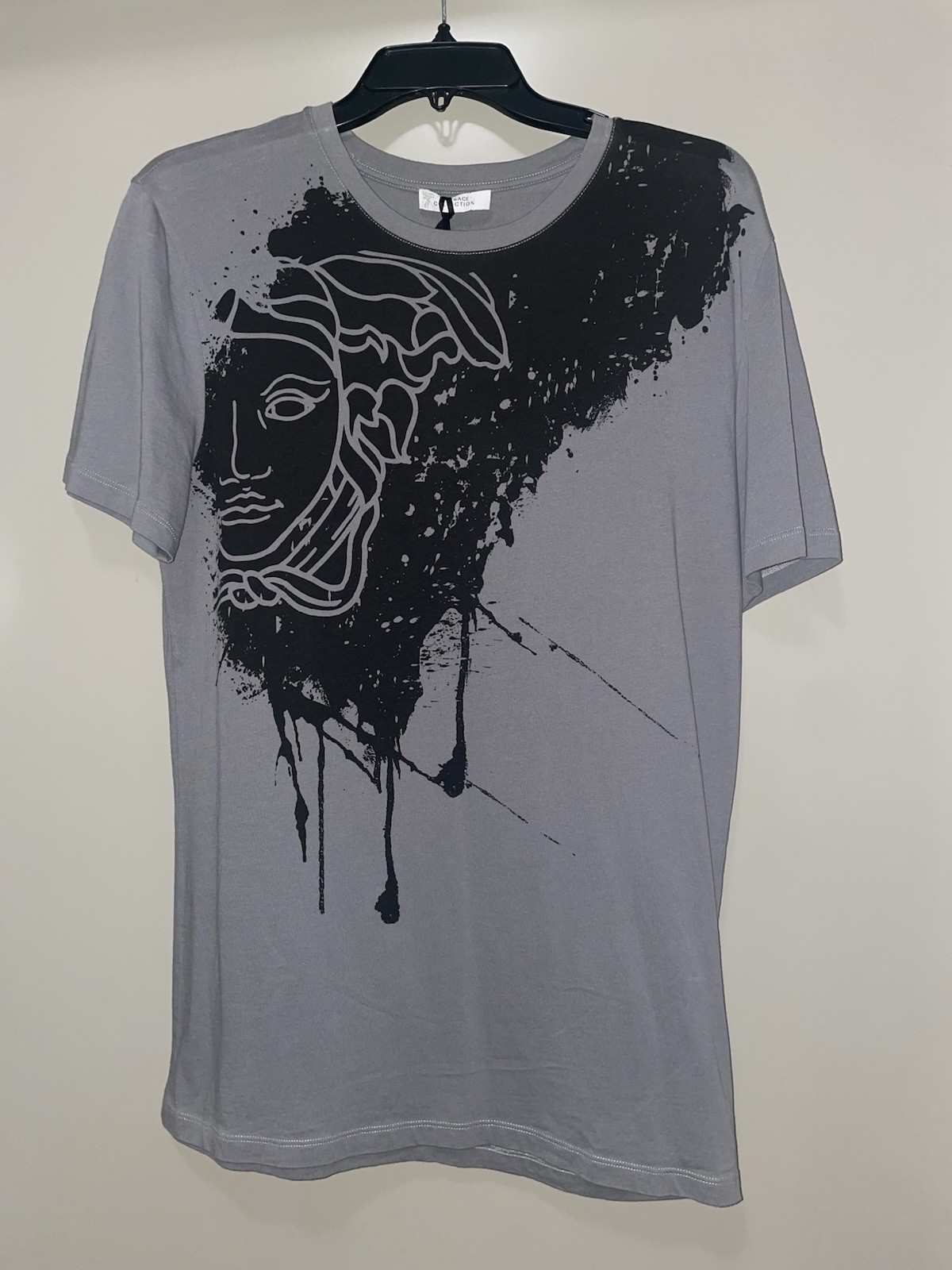 Versace Collection Men’s Designer Cotton Crew Neck T-Shirt Gray Size Small 