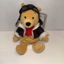 NWT Disney Store Winnie the Pooh 8" Pilot Aviator Mini Bean Bag Plush Toy Tag