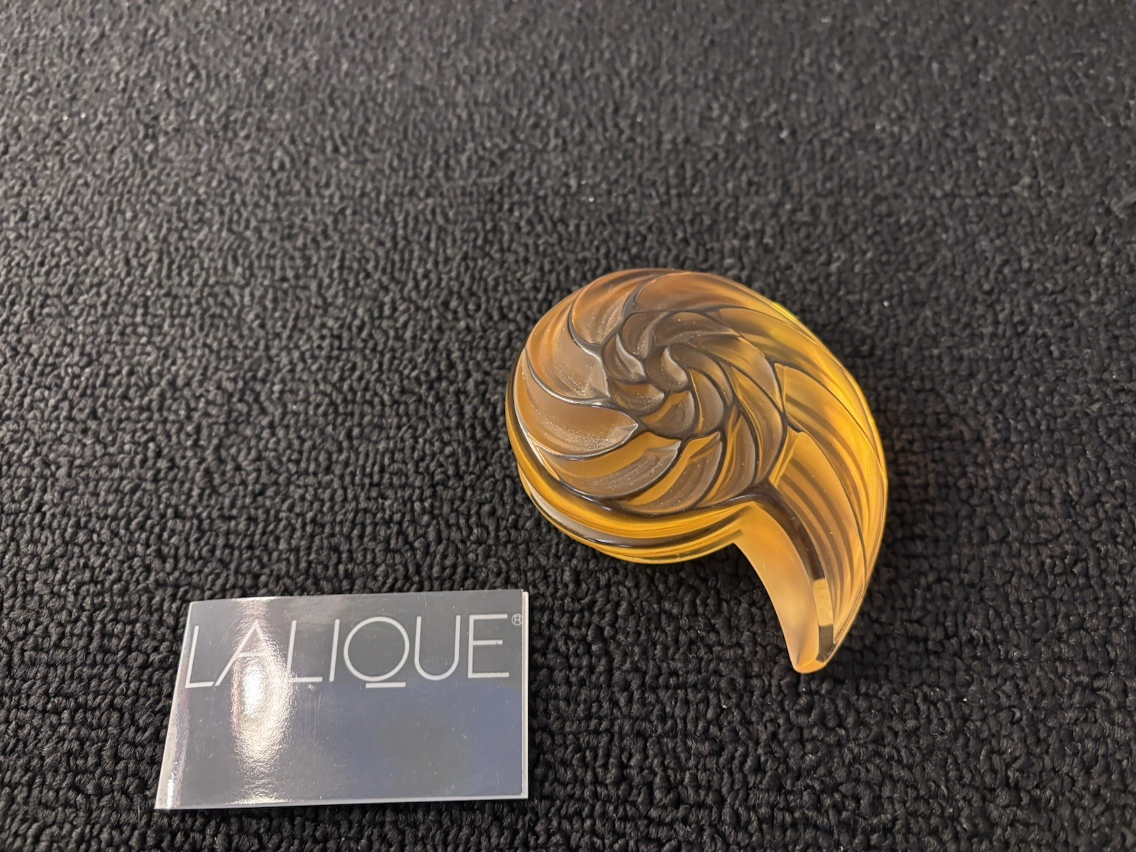Lalique Amber Nautilus Shell Crystal Glass