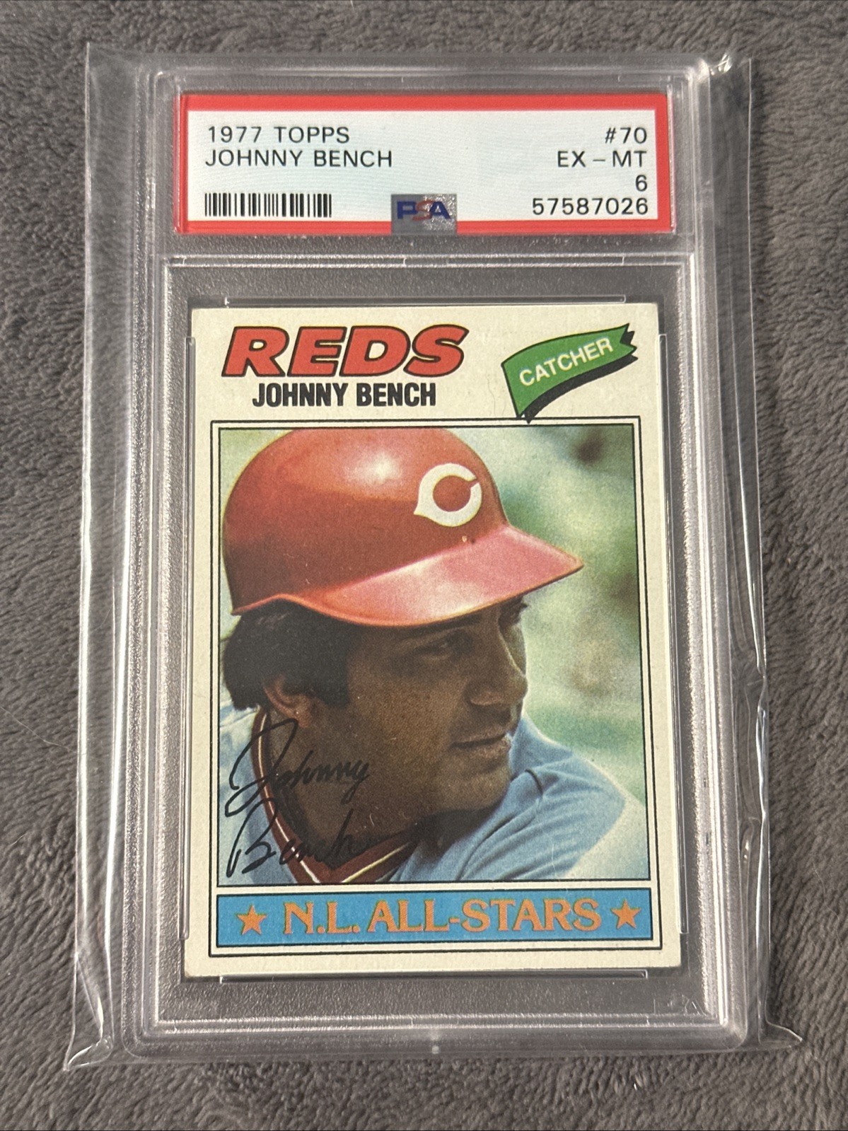 Johnny Bench PSA 6 EX-MT, 1977 Topps #70, Cincinnati Reds HOF
