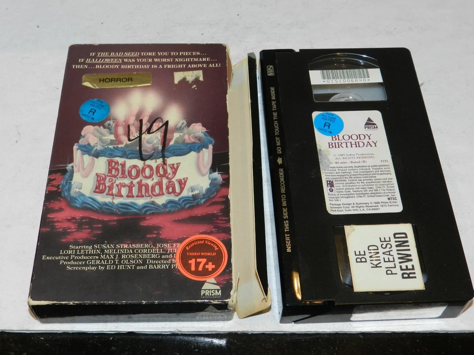 Bloody Birthday VHS Horror Prism Video 80'S Rare Cult Gore Slasher Movie OOP - Image 2 of 2