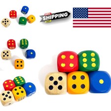 Set of 5 Colorful Wooden Dice 1.2 Inch Perfect for Board Games and Activities