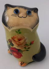Vintage Studio X Pottery Cat Rosie Glass Eyes Australian Handcraft Ceramic