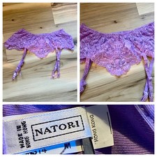 Vintage NATORI Purple Lace High Waist Garter Belt Medium Coquette Girl