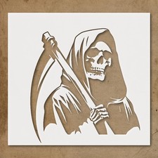 Grim Reaper Holding Scythe Wall Art Reusable Stencil - StencilAir