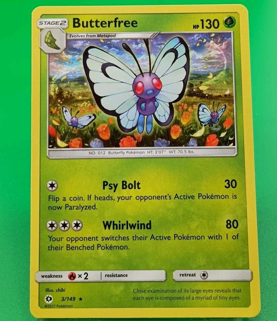 Butterfree 3/149 Rare - Pokemon Sun & Moon Base Set Single Card