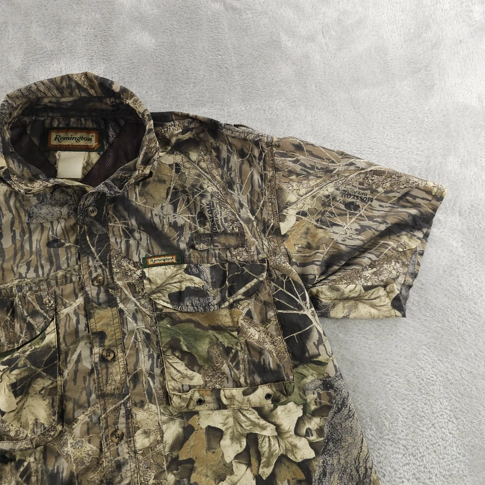 Camisa de Caza Camuflada Remington De Colección Para Hombres XL Manga Corta Botón Frontal Malla Ventilación Foto 4 de 4