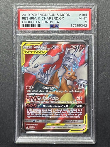 Reshiram & Charizard-GX graded PSA 9 for sale on eBay