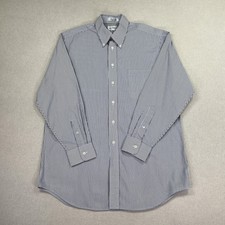 Paul Fredrick Shirt Mens 15.5 - 33 Blue White Stripe Pinpoint Oxford Button Down