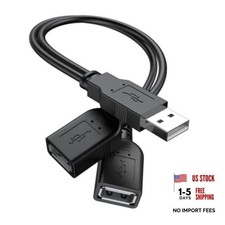   2026 Upgraded  USB 2.0 A Male to 2 Dual USB Female Jack Y Splitter Hub 1 Pack
