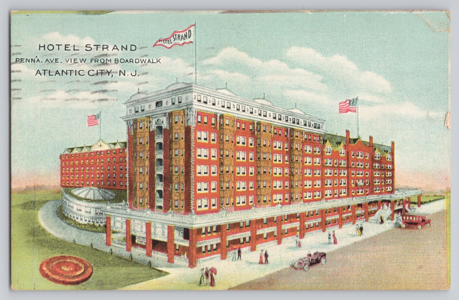 Atlantic City NJ Hotel Strand Penn Ave Boardwalk 1914 Antique Postcard