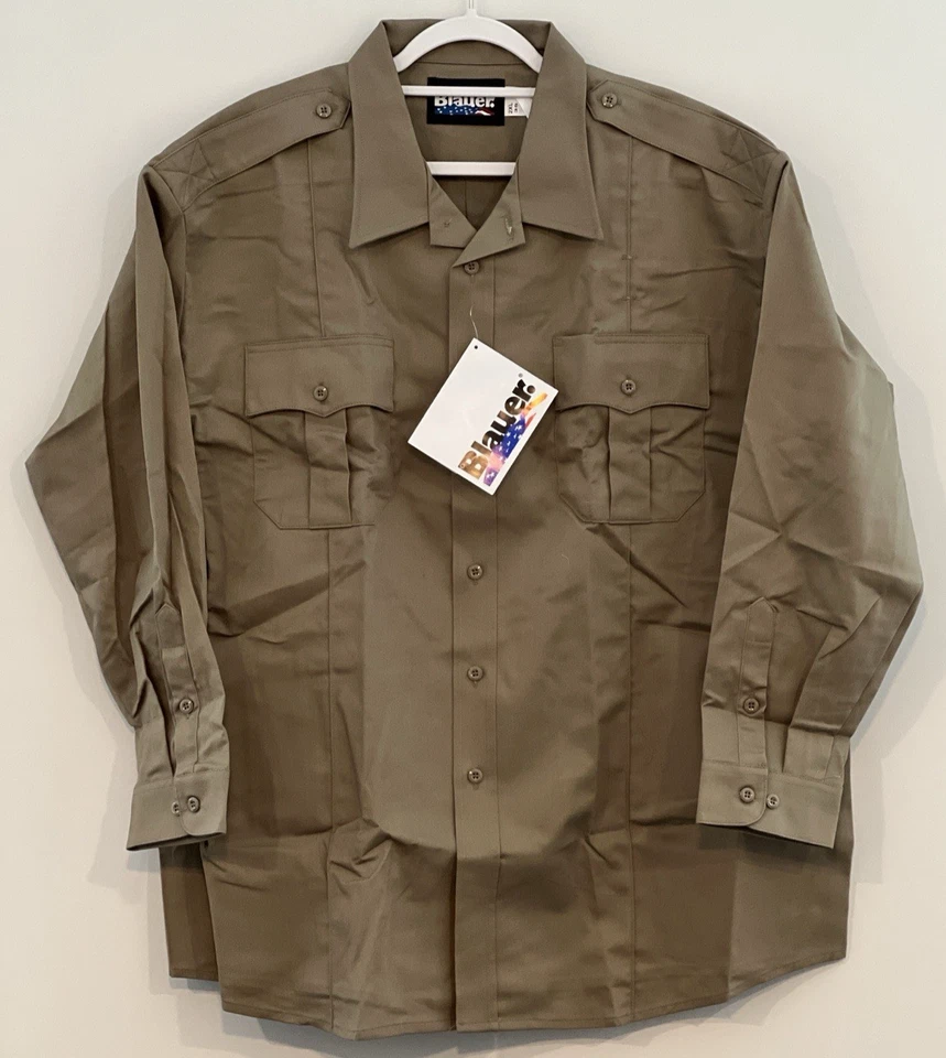 Blauer 男式 Street Gear L/S 棉工作衬衫/尺寸 2XL/银色棕褐色/全新带标签 — 第 4/4 张图片