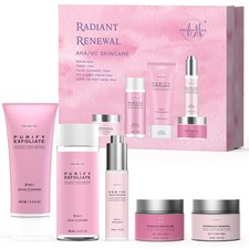 Skin Care Set, AHA Vitamin C Skincare Routine Kit, 5 in 1 Facial Skin Care Es...