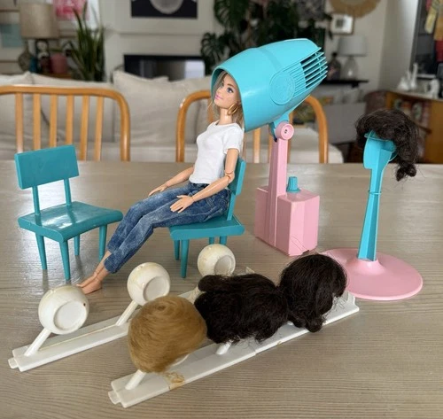 Vintage Barbie 60’s wigs and hair salon dryer set