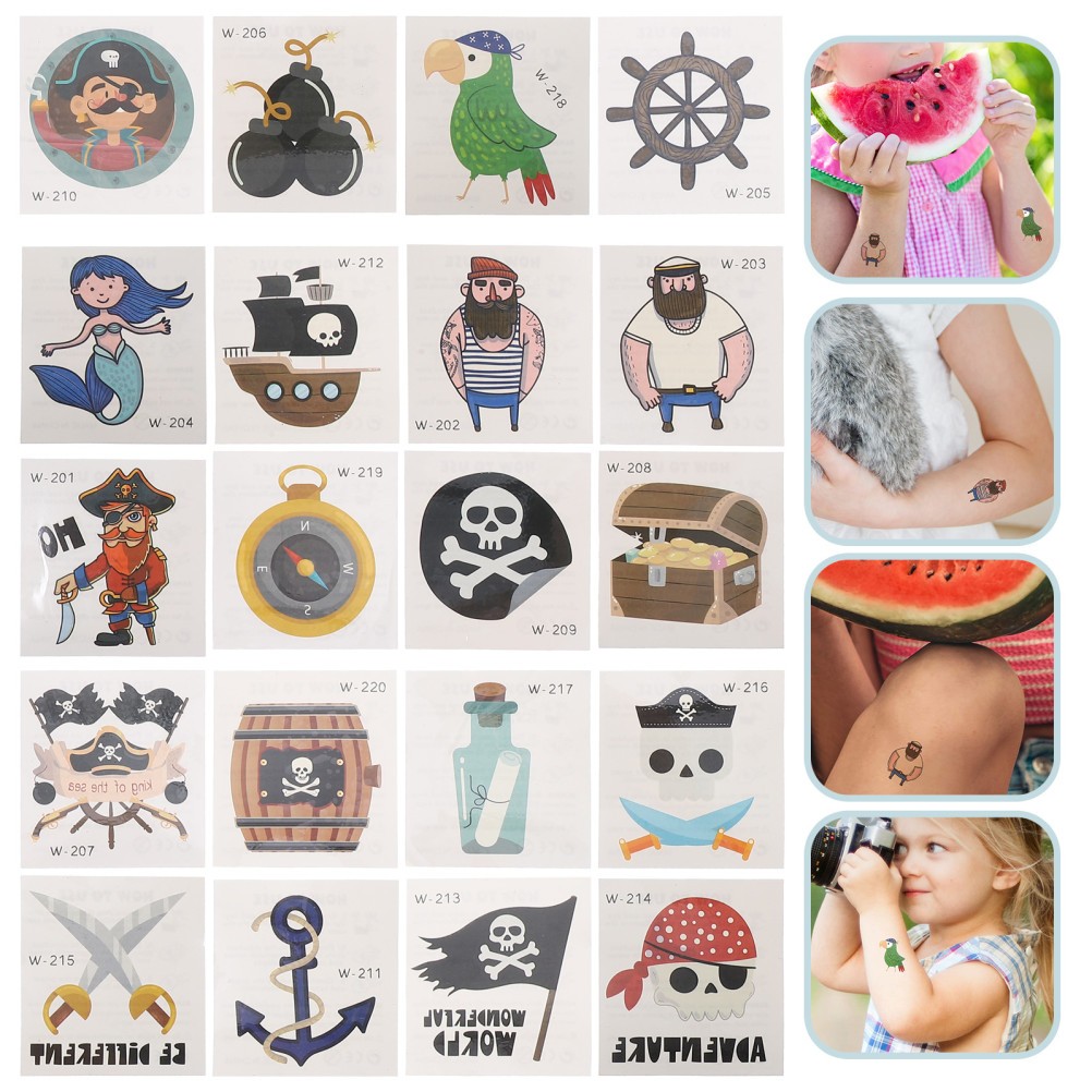 40 piezas pegatinas tatuajes de brazo tema de dibujos animados calcomanías temporales